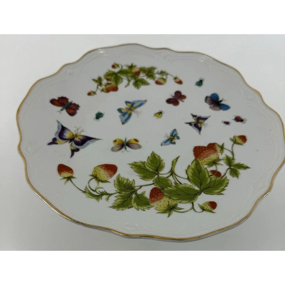 Lefton China Hand-Painted Compote Footed Dish Butterflies Pedestal Bowl‎